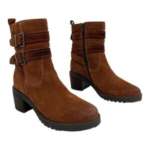 Vintage Foundry Co Women's 8.5 Suede Ankle Boots Style VFL191 Brown Block Heel